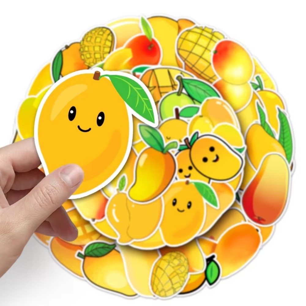 Yellow Laptop Accessories - 50Pcs Kawaii 노란색 과일 망고 표현