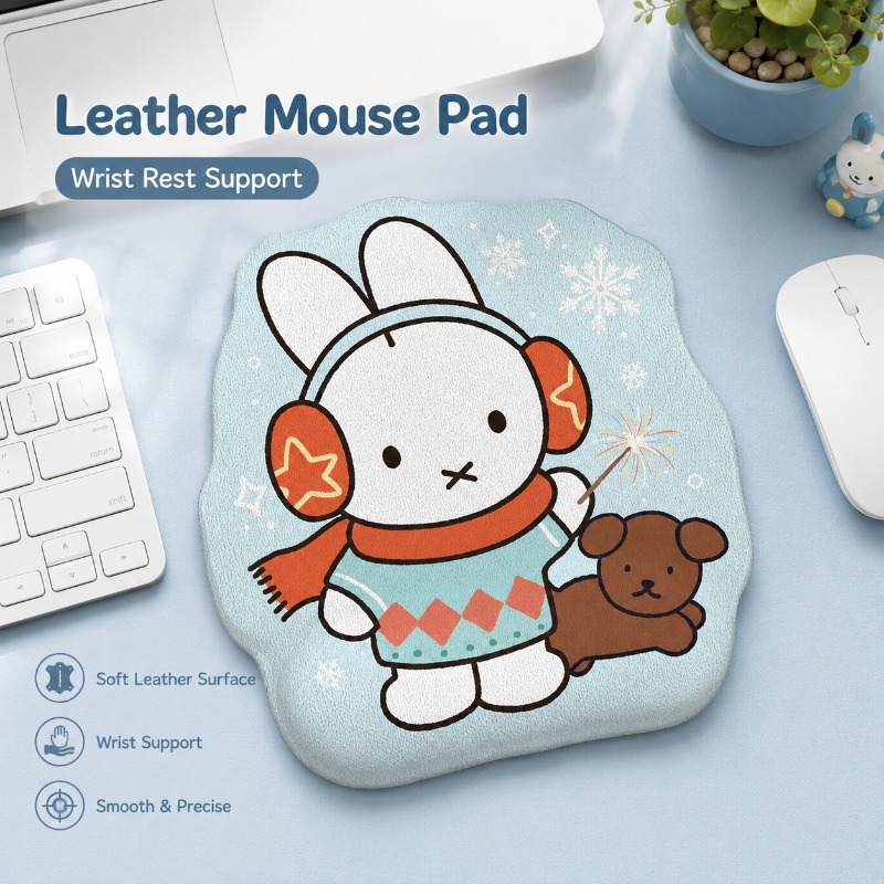 Laptop Accessories Design - 애니메이션 미피 가죽 마우스 패드, 손목