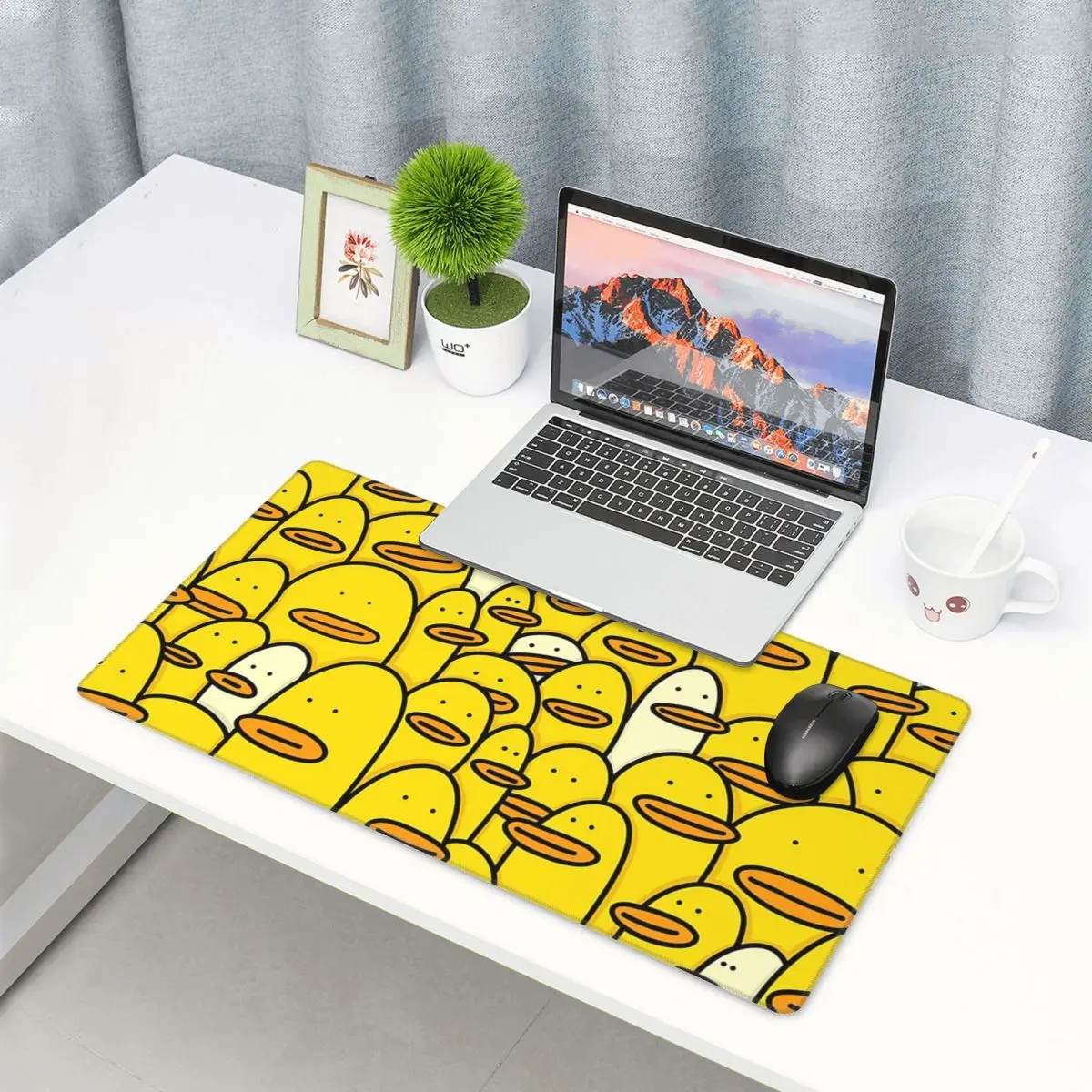 Yellow Laptop Accessories - 대형 마우스 패드 만화 노란색 고무