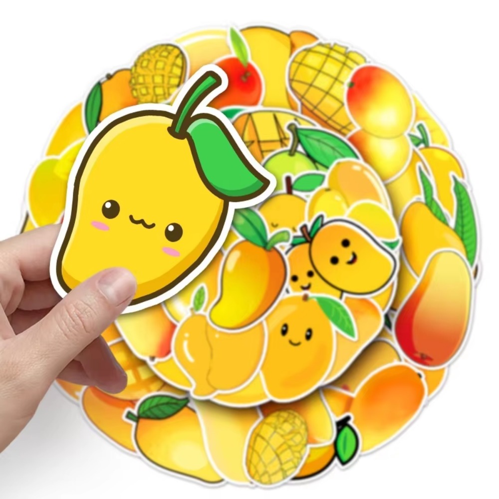 50Pcs Kawaii 노란색 과일 망고 표현 스티커  - Yellow Laptop Accessories 리뷰 및 가격