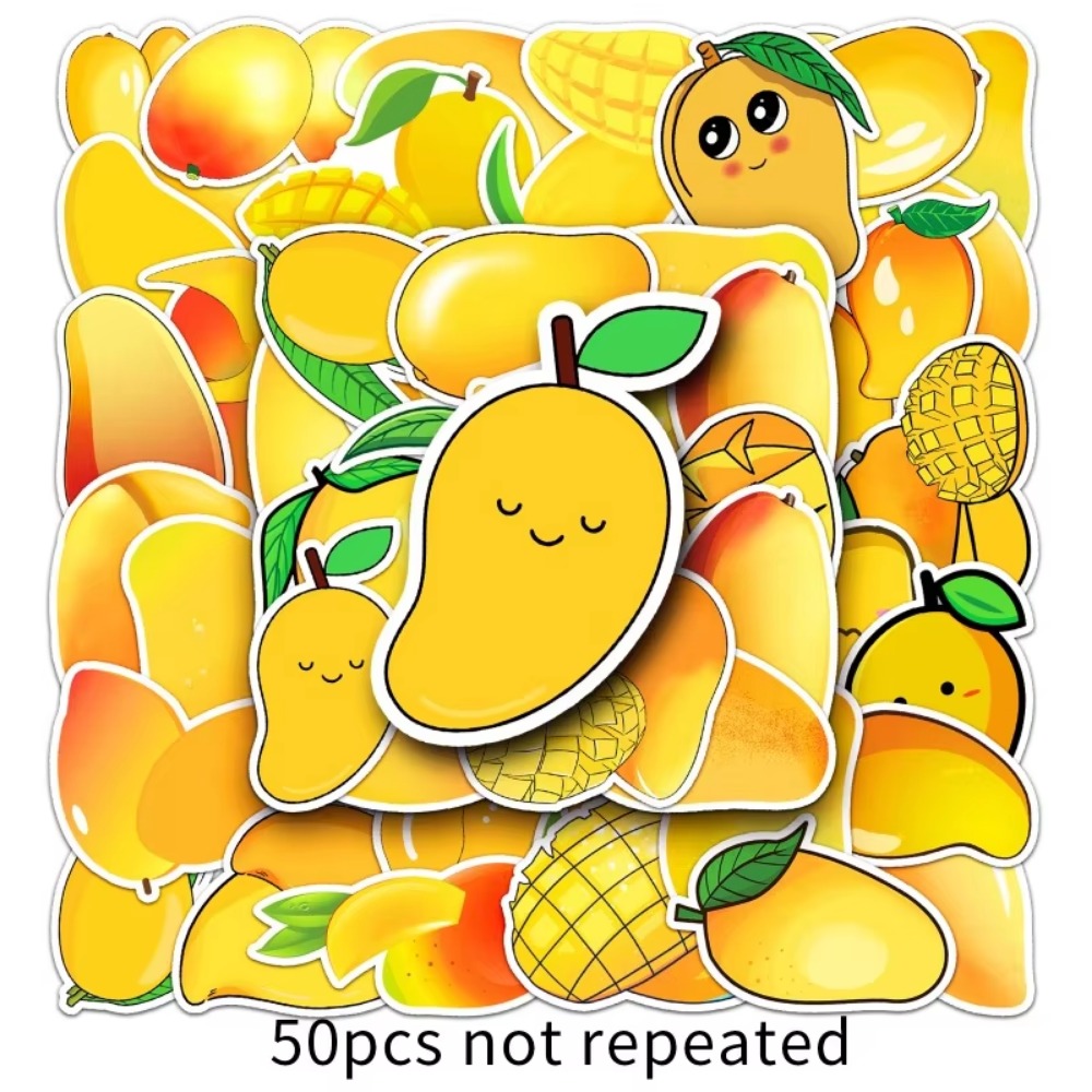 50Pcs Kawaii 노란색 과일 망고 표현 스티커  - Yellow Laptop Accessories 리뷰 및 가격