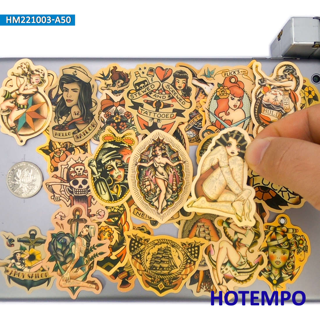 50 개, 황변 레트로 데칼, 올드 스쿨 문신 소녀 선 - Yellow Laptop Accessories 리뷰 및 가격