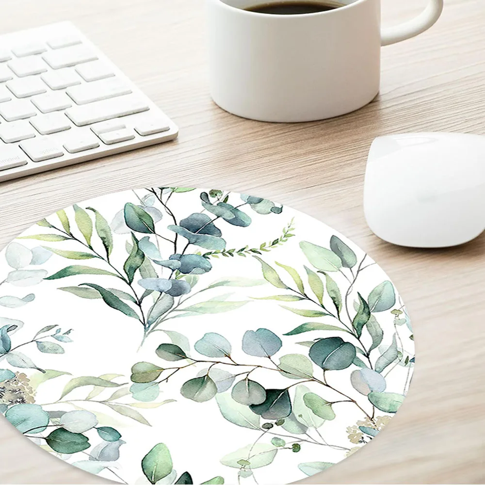 둥근 모양의 마우스 패드, 귀여운 나뭇잎 디자인, 고무 - Laptop Accessories Design 리뷰 및 가격