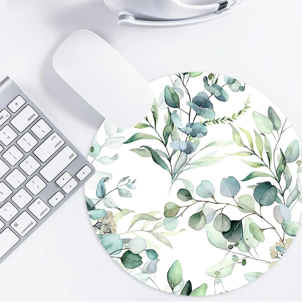 둥근 모양의 마우스 패드, 귀여운 나뭇잎 디자인, 고무 - Laptop Accessories Design 리뷰 및 가격