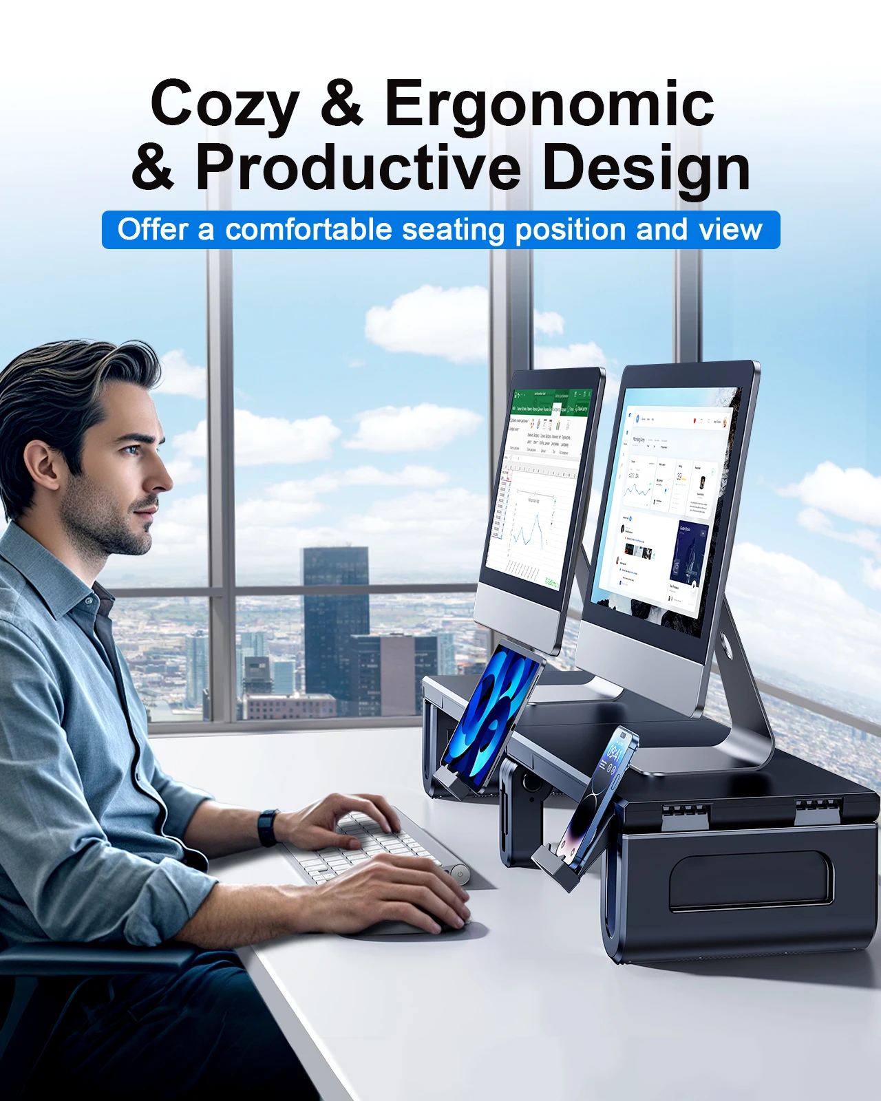 Oatsbasf 듀얼 모니터 스탠드 라이저 높이 조절  - Laptop Stand Riser 리뷰 및 가격